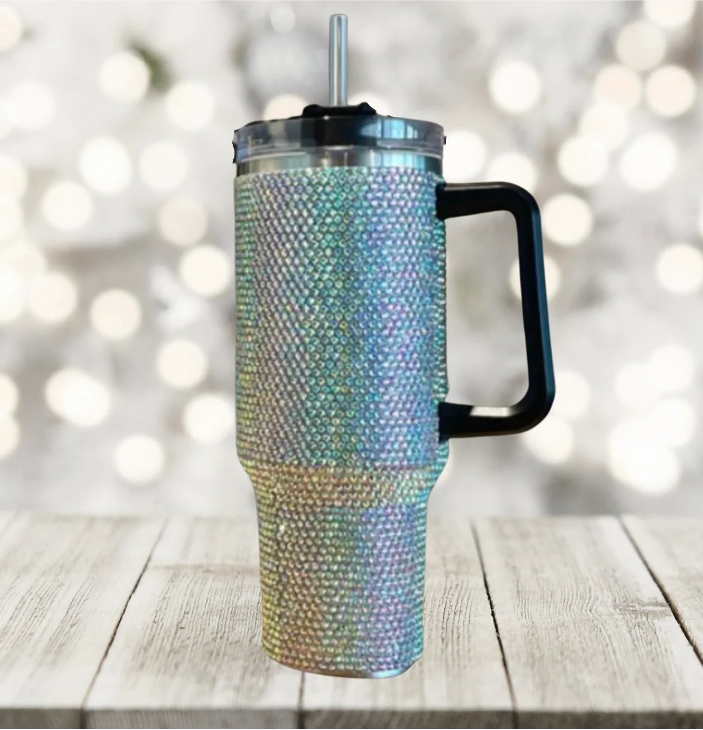 40 Oz Rhinestone Tumbler with straw