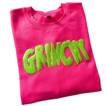 GREEN GRINCHY CHENILLE PATCH