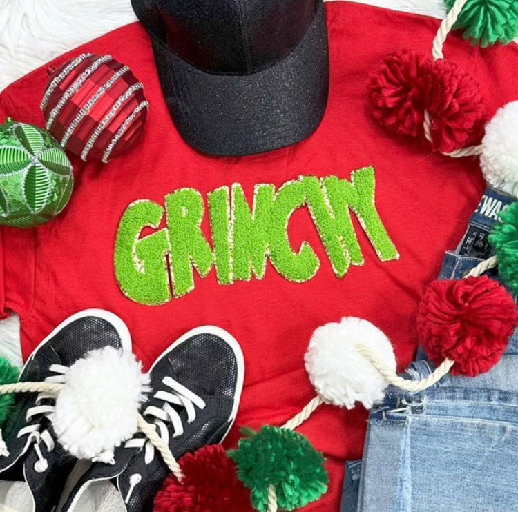 GREEN GRINCHY CHENILLE PATCH