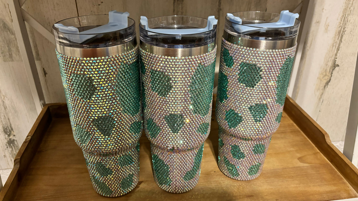 40 0z Cow Rhinestone Tumbler