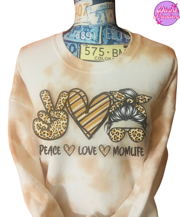 Peace love and mom life with messy bun Sweatshirt